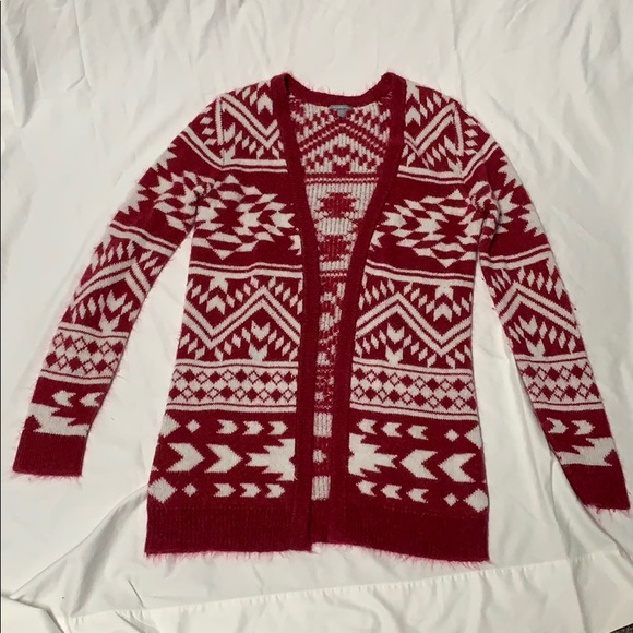 Charlotte Russe Red and White Open Front Cardigan - size Small - Picture 6 of 6